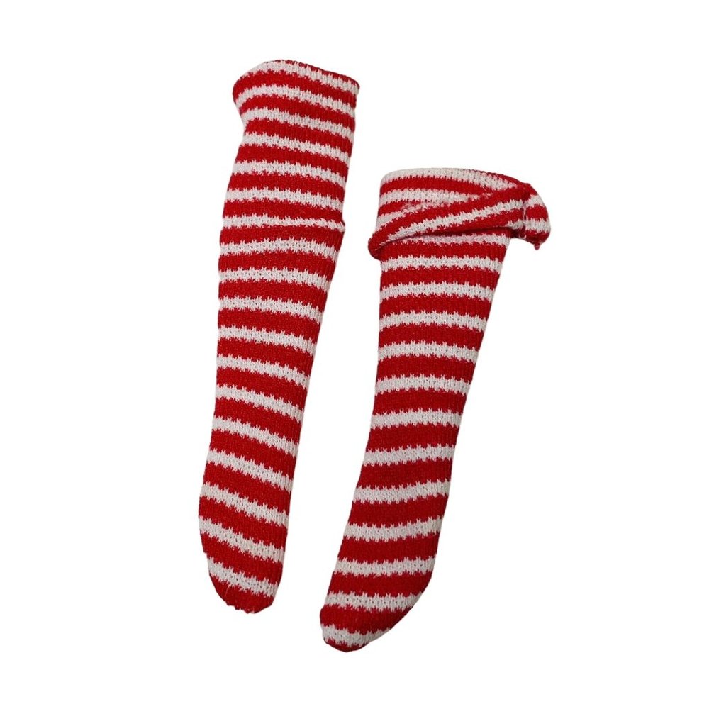 Red White Knee-High Boot Socks Barbie Doll Vintage No Doll - Picture 3 of 6